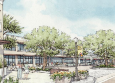 Image of a new retail center at the northeast corner of Carlos Bee Boulevard and Mission Boulevard.  Source: Mission Boulevard Corridor Specific Plan