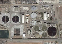Aerial view of the City of Hayward Water Pollution Control Facility.