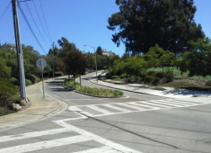Example of curvilinear street in Hayward that respects the natural topography of the hillside.