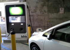 Electric car charging facility in Downtown Hayward parking structure.